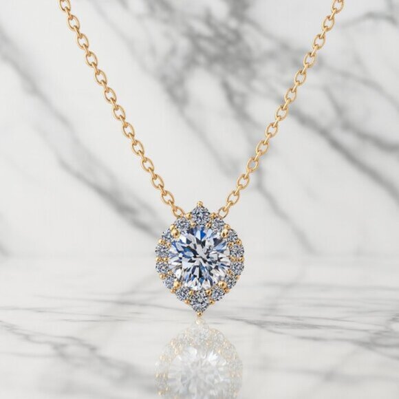 "Carter" Lab Diamond 925 Pendant Necklace - Picture 1 of 2